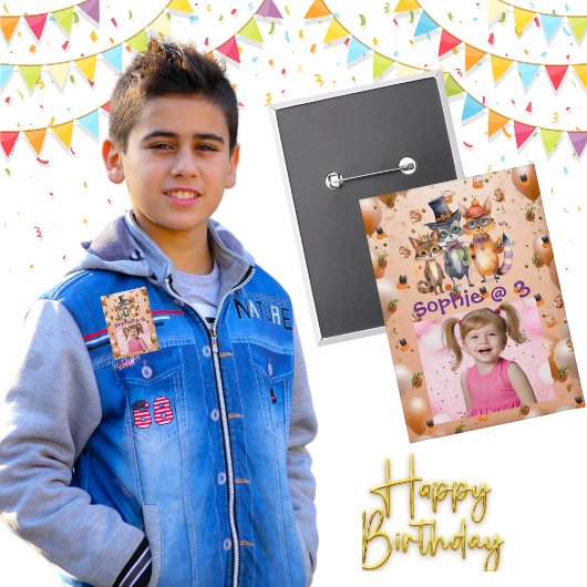 Spooky Party Animals Kids Verjaardag Party Button