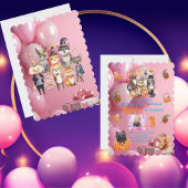 Spooky Party Animals Theme Kids Verjaardag Uitnodi Kaart