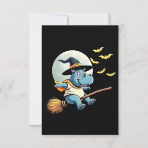 Spooky Pastel Halloween Baby Moo Deng Hippo RSVP Kaartje