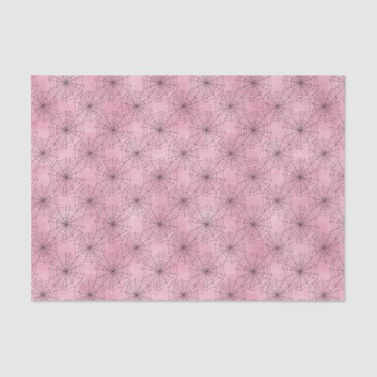 Spooky Pink en Black Spiderweb Tissuepapier (Voorkant)