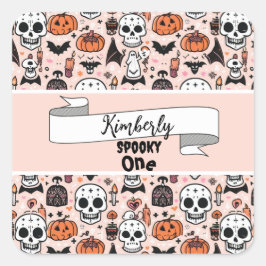 Spooky Pink Halloween thema Tegel Custom Spooky On Vierkante Sticker
