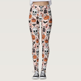 Spooky Pink Halloween thema Tegel Leggings
