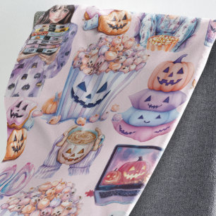 Spooky Pink & Paarse Halloween Fun Fleece Deken