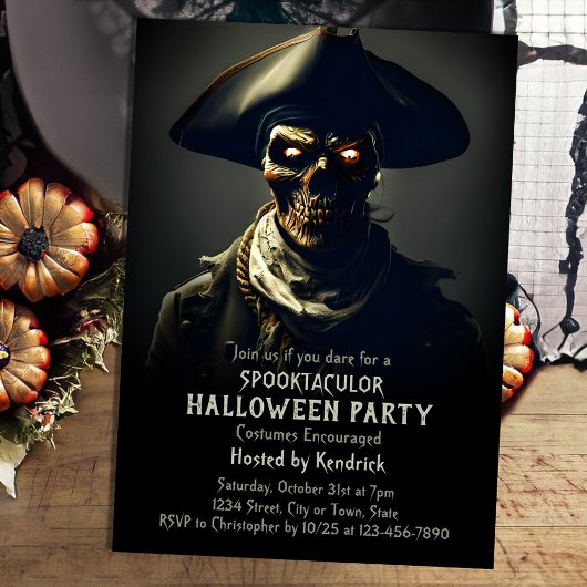 Spooky Pirate Halloween Kostuum Party Kaart