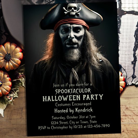 Spooky Pirate Halloween Kostuum Party Kaart
