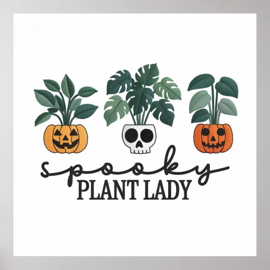 Spooky Plant Lady Halloween Monstera Design Poster (Voorkant)