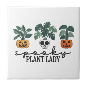 Spooky Plant Lady Halloween Monstera Design Tegeltje