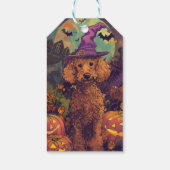 Spooky Poedel Hond Halloween Heks en Pompoen Cadeaulabel (Achterkant)