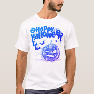 Spooky pompoen gezicht voor mannen kostume T-shirt
