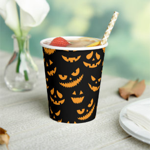 Spooky pompoen gezichten Kinder Halloween Party Papieren Bekers