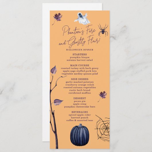 SPOOKY POMPOEN SPIN WEB HERFST SPOOK HALLOWEEN MENU (Voorkant / Achterkant)