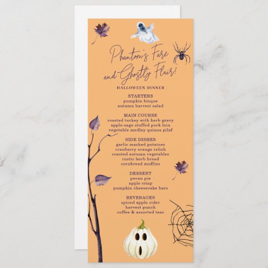 SPOOKY POMPOEN SPIN WEB HERFST SPOOK HALLOWEEN MENU (Voorkant / Achterkant)