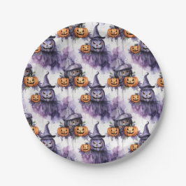 Spooky pompoenen, Halloween patroon Papieren Bordje