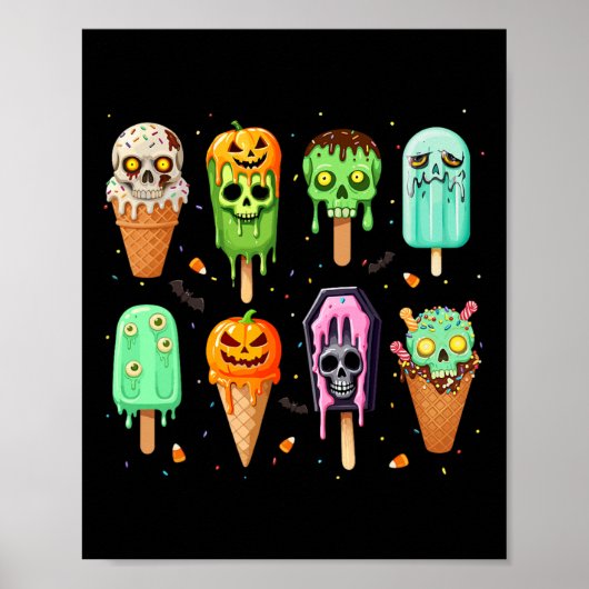 Spooky Popsicle Ice Cream Summer Party Halloween S Poster (Voorkant)