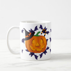 Spooky Pumpkin & Bats Halloween Schattige Witch Pe Koffiemok