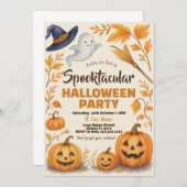 Spooky Pumpkin & Bats Theme Kaart (Voorkant / Achterkant)