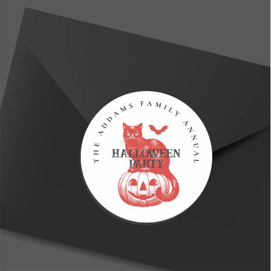  Spooky Pumpkin Cat en Bat Halloween Ronde Sticker