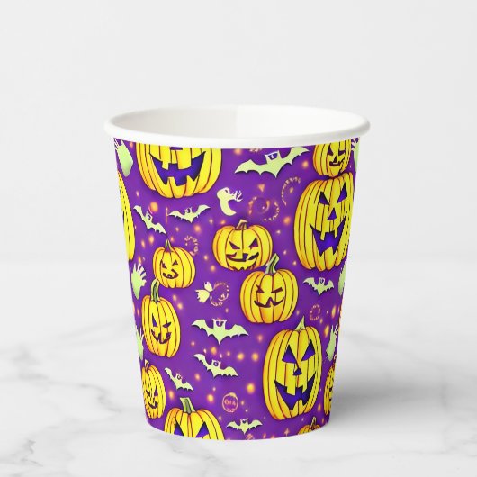 Spooky Pumpkin Custom Halloween Paper Cups Papieren Bekers (Links)