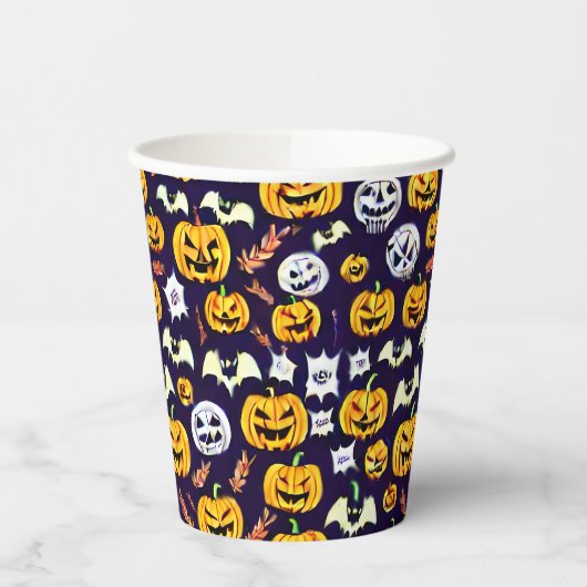 Spooky Pumpkin Custom Halloween Paper Cups Papieren Bekers (Links)