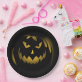 Spooky Pumpkin Face Papieren Bordje (Feest)