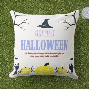 Spooky Pumpkin & Ghost Halloween klok Buitenkussen