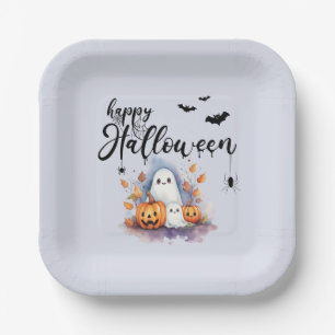 Spooky Pumpkin Ghost Halloween Paper Borden Papieren Bordje