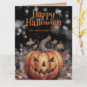 Spooky Pumpkin Ghost Happy Halloween Kaart (Gele Bloem)