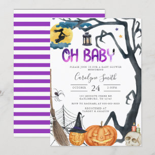 Spooky Pumpkin Halloween Baby shower Invitation Kaart