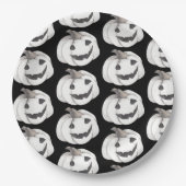 Spooky Pumpkin Halloween Black Jack-O'-Lantern Papieren Bordje (Voorkant)