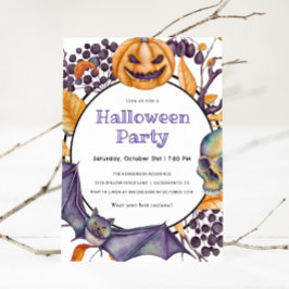 Spooky Pumpkin Halloween Party Invitation Kaart