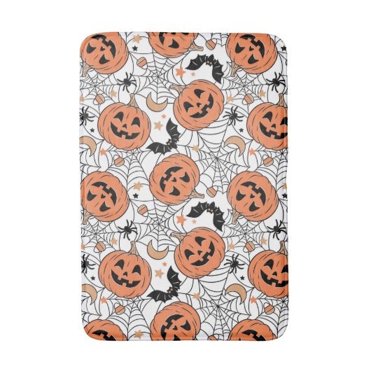 Spooky Pumpkin Halloween Pattern Badmat (Voorkant Verticaal)