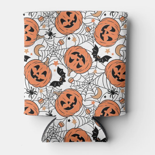 Spooky Pumpkin Halloween Pattern Blikjeskoeler (Voorkant)
