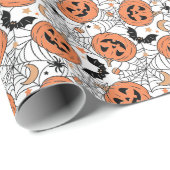 Spooky Pumpkin Halloween Pattern Cadeaupapier (Rol Hoek)
