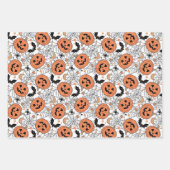 Spooky Pumpkin Halloween Pattern Inpakpapier Vel (Voorkant 3)