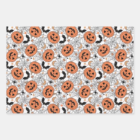Spooky Pumpkin Halloween Pattern Inpakpapier Vel (Voorkant 2)