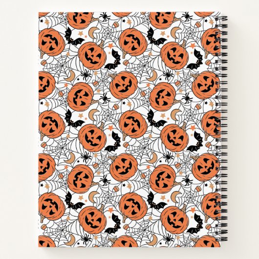 Spooky Pumpkin Halloween Pattern Notitieboek (Achterkant)