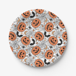 Spooky Pumpkin Halloween Pattern Papieren Bordje