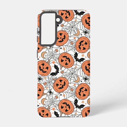 Spooky Pumpkin Halloween Pattern Samsung Galaxy Hoesje (Achterkant)