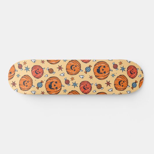 Spooky Pumpkin Halloween Pattern Skateboard (Horizontaal)