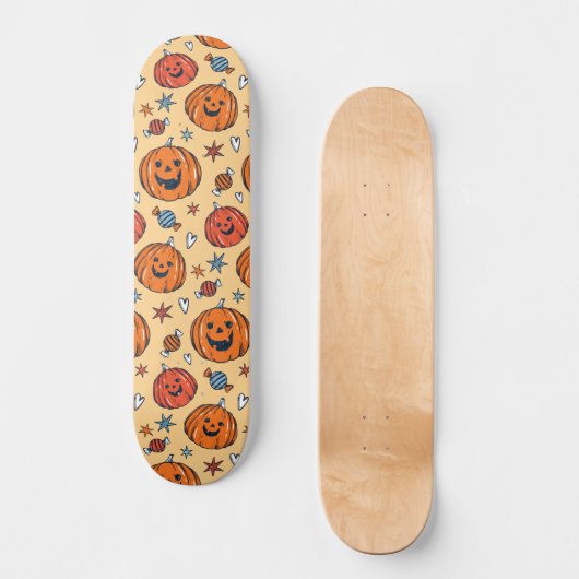 Spooky Pumpkin Halloween Pattern Skateboard (Voorkant)