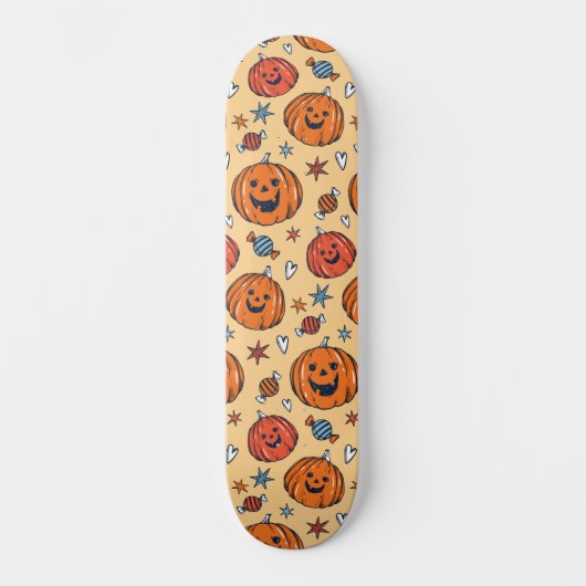 Spooky Pumpkin Halloween Pattern Skateboard (Voorkant)