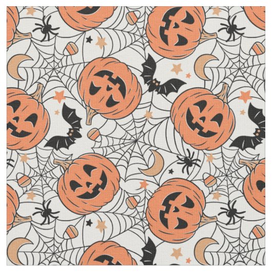 Spooky Pumpkin Halloween Pattern Stof (Close Up)
