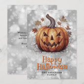 Spooky Pumpkin Happy Halloween-kaart Feestdagenkaart (Voorkant / Achterkant)