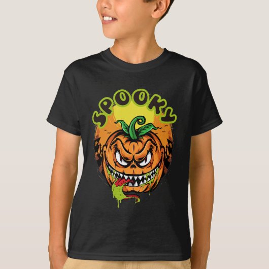 Spooky Pumpkin Happy Halloween T-shirt (Voorkant)