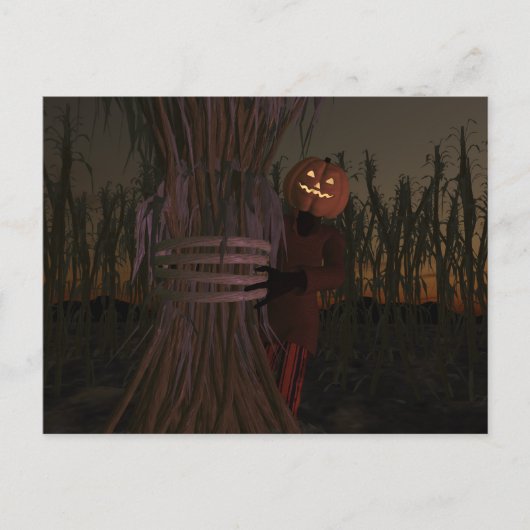 Spooky Pumpkin Head Scarecrow Briefkaart (Voorkant)
