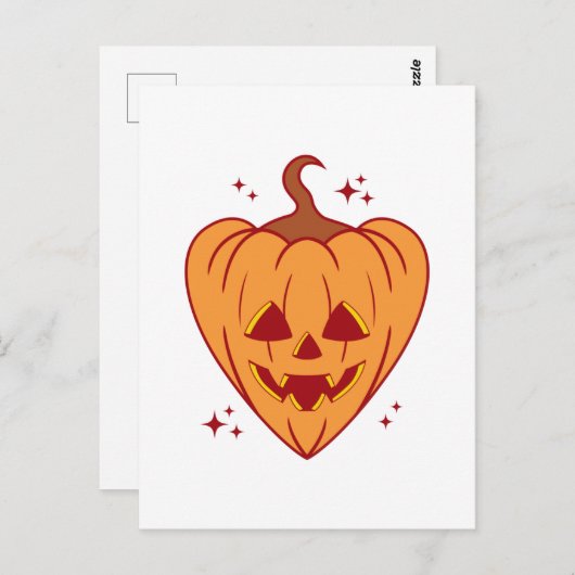Spooky Pumpkin Heart Halloween Briefkaart (Voorkant / Achterkant)