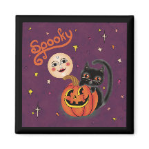 Spooky Pumpkin Kitten Moon - Donker Paarse