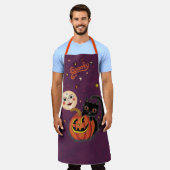 Spooky Pumpkin Kitten Moon - Donker Paarse Schort (Gedragen)