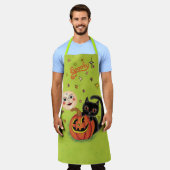 Spooky Pumpkin Kitten Moon - Lime Green Schort (Gedragen)