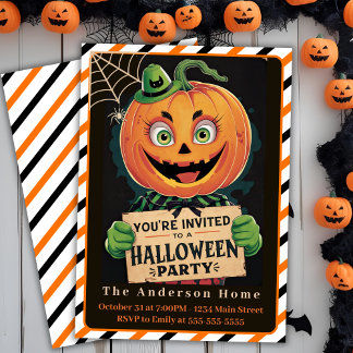  Spooky Pumpkin Man Halloween Party Kaart